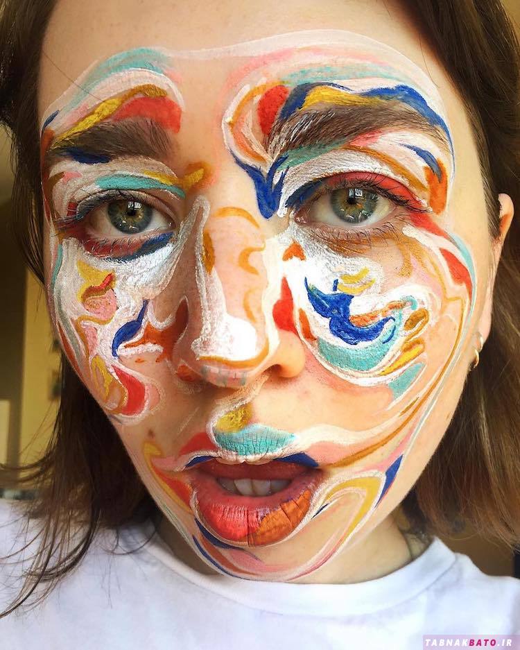 چهره این زن ونکووری به عنوان بوم نقاشی‌های انتزاعی